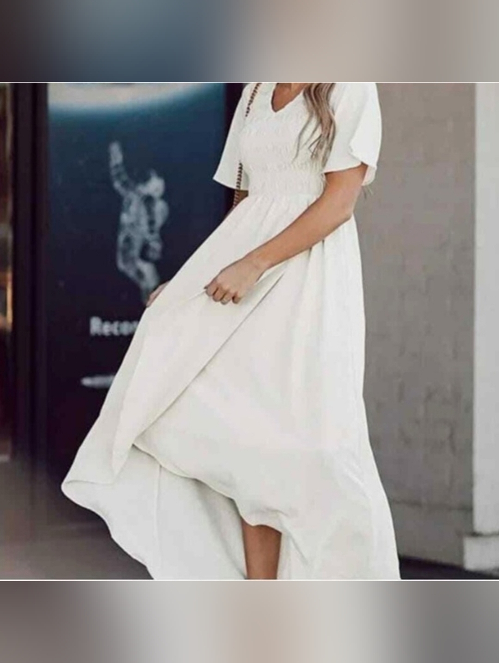 White Smocked Maxi Dress